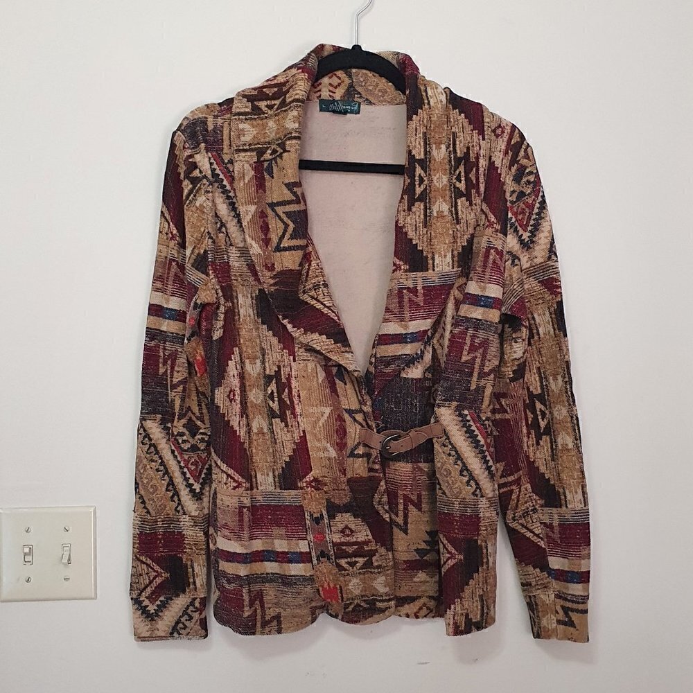 Ralph Lauren Aztec Print Cowl Neck Cotton Jacket